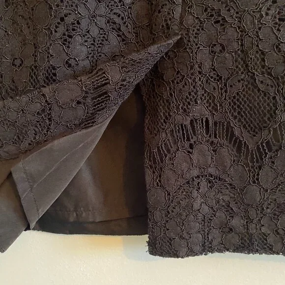 J. Crew Black Lace Floral Eyelet Above Knee Skirt Lined Preppy Holidays Cotton - Picture 6 of 10